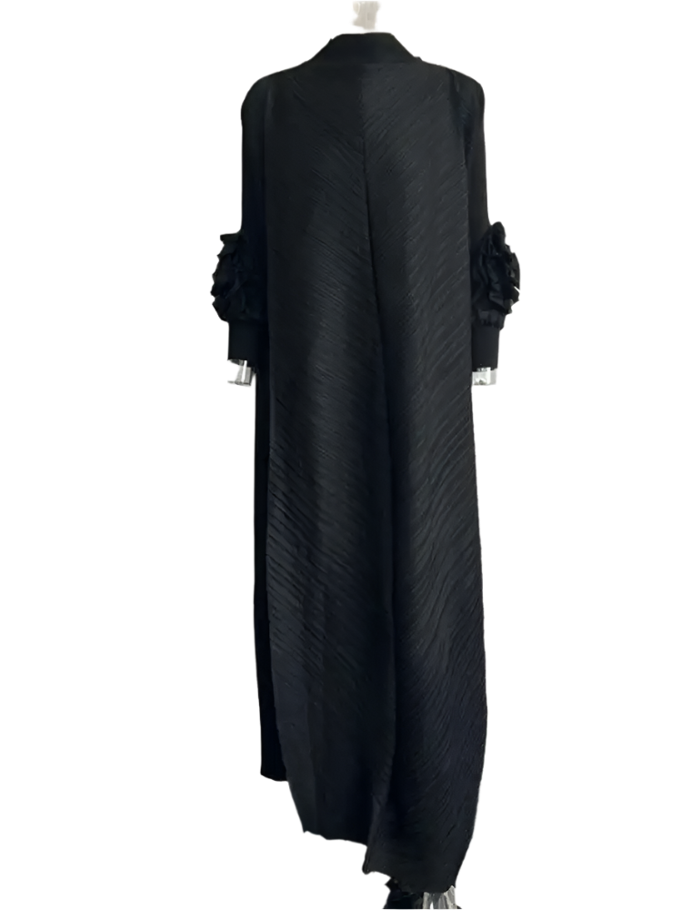 Maxi Pleated Round Neck Spliced Dress