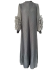 Maxi Pleated Round Neck Spliced Dress