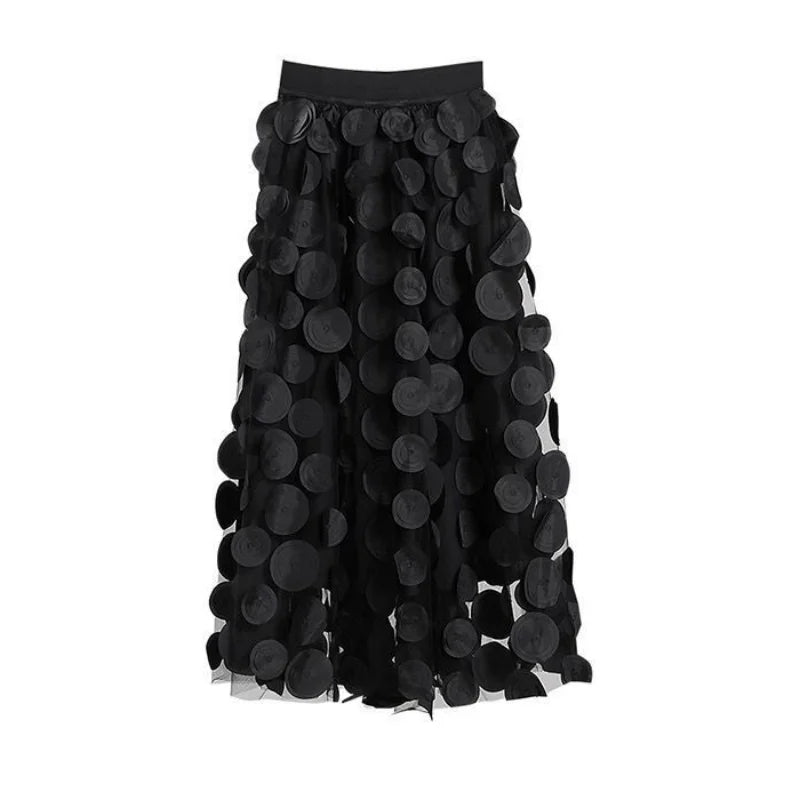Vintage Polka Dot 3D Tulle Mesh Skirt