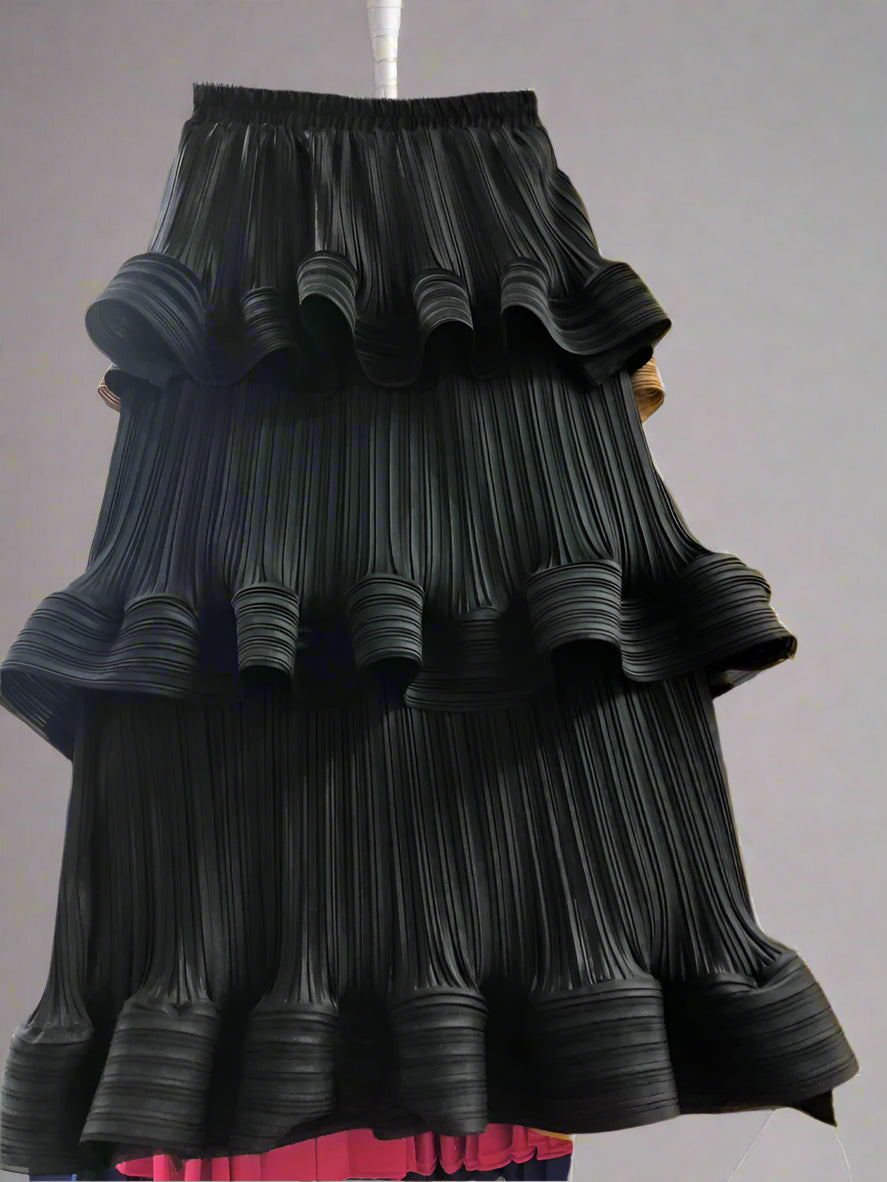 High Waist Pleated A-Line Skirt