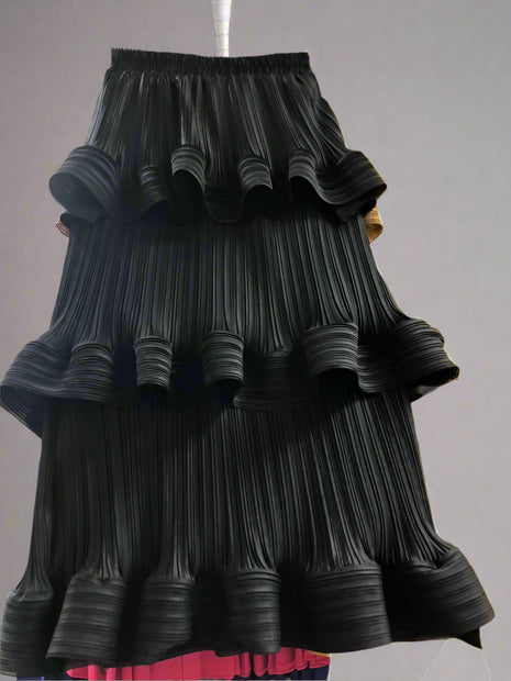 High Waist Pleated A-Line Skirt