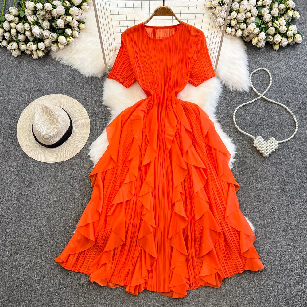 Ruffle Charm Mid Dress
