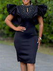 Elegant Party Pearl Ruffle Dress