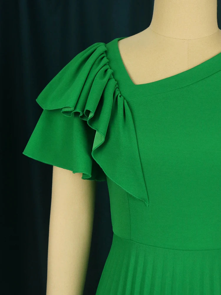 Elegant Summer Church Midi Pleated Dress