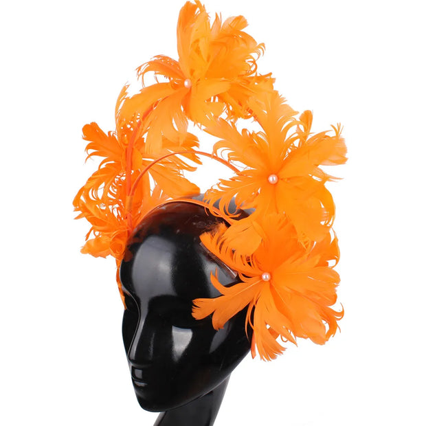 Festive Feather Flower Fascinator