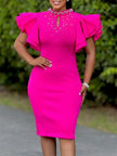 Elegant Party Pearl Ruffle Dress