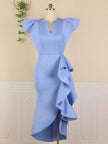 Elegant Ceremony Ruffle Slit Dress